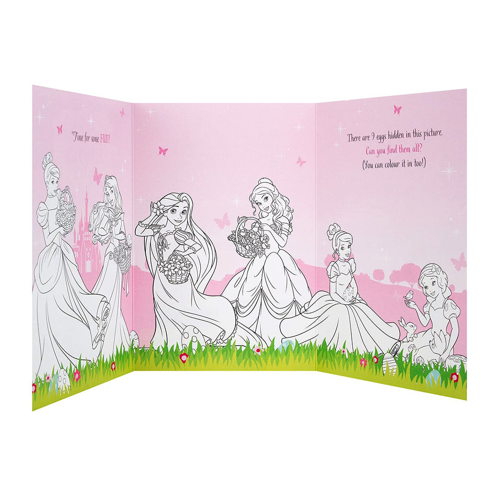 Easter Card for Kids - Disney Princesses Tri Fold Design with Find the Eggs Activity