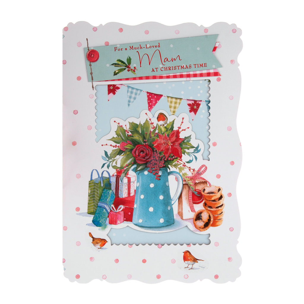Christmas Card for Mum - Traditional Lucy Cromwell Design with 3D Add Ons and Red Foil