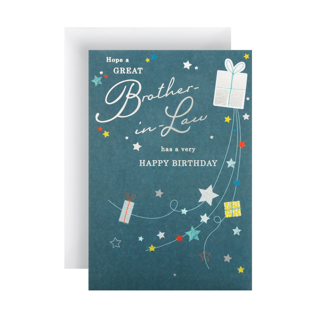 Birthday Card for Brother-in-Law - Contemporary Foil Text Design