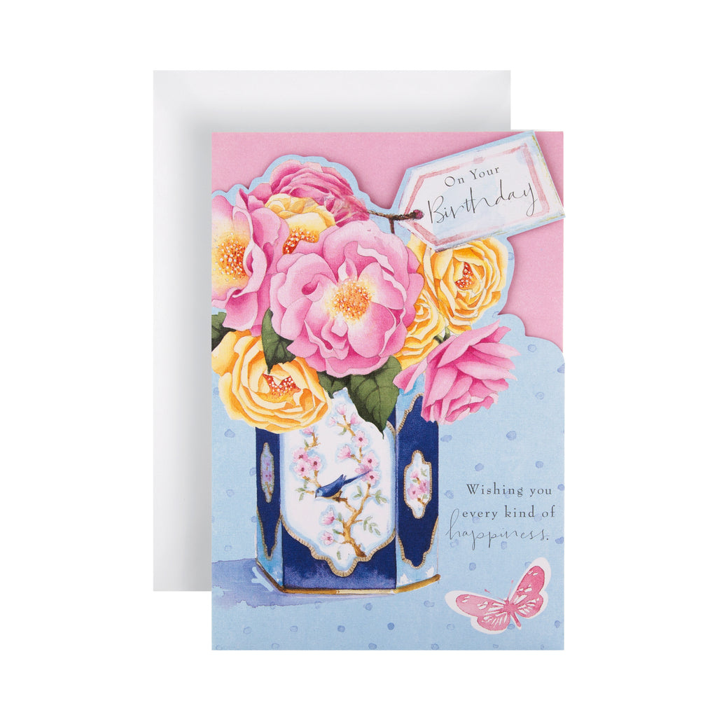 General Birthday Card - Die-cut Floral Lucy Cromwell Design