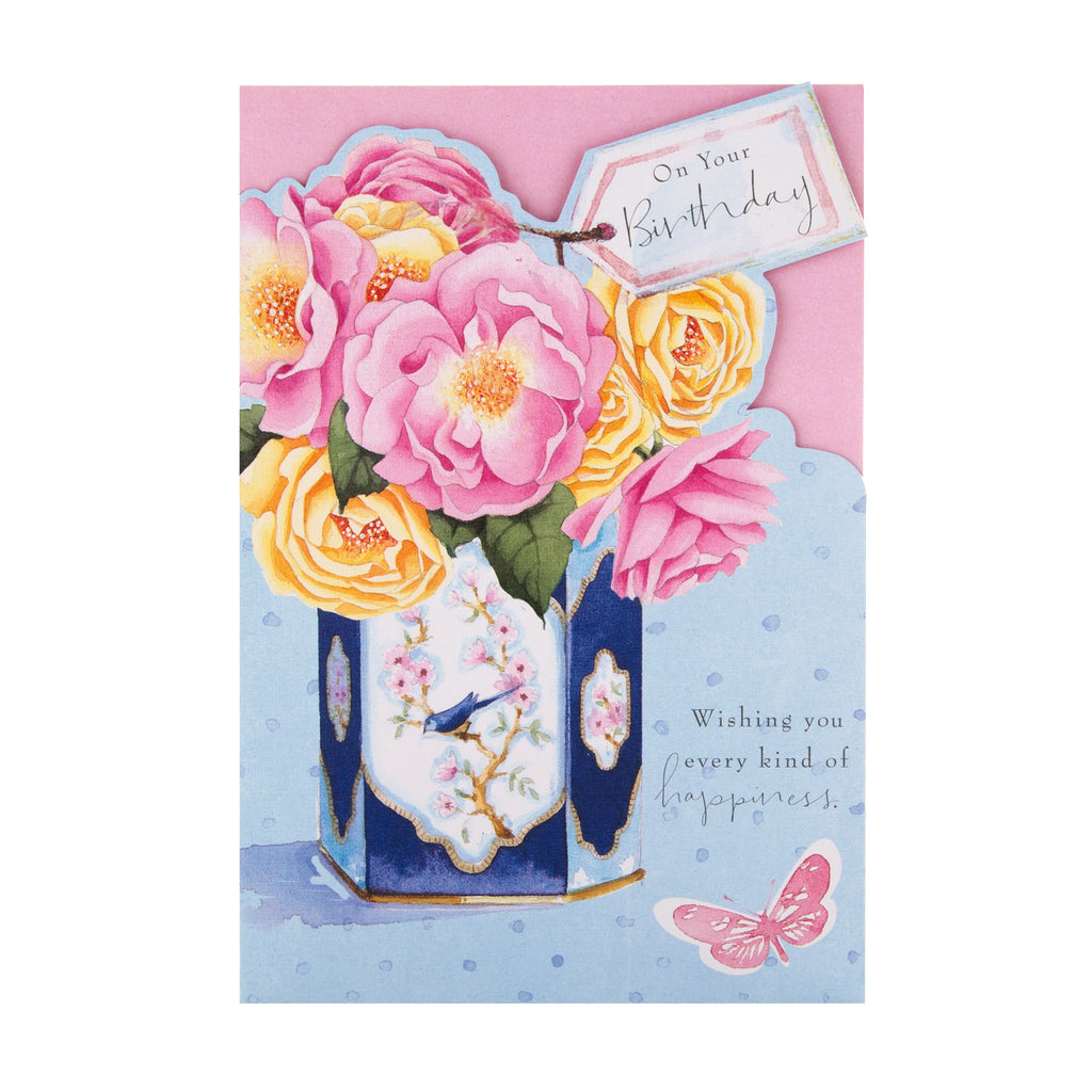 General Birthday Card - Die-cut Floral Lucy Cromwell Design