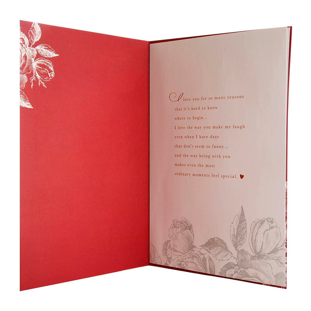 Valentine Card for the One I Love - Red Foiled Design