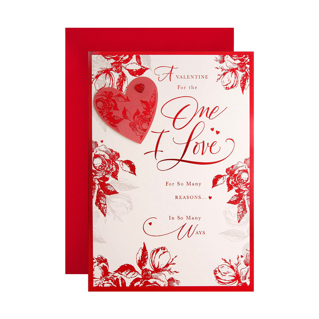 Valentine Card for the One I Love - Red Foiled Design