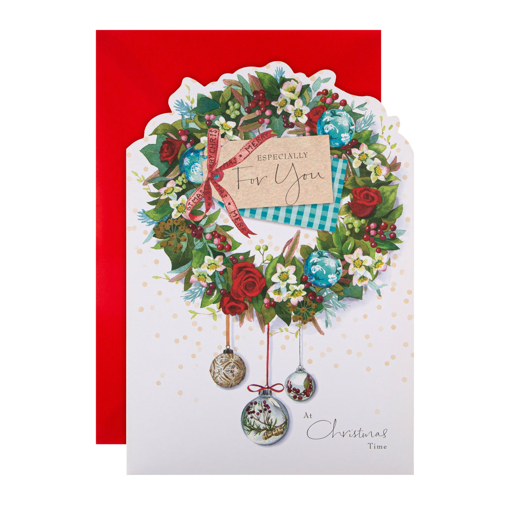 General Christmas Card - Classic Lucy Cromwell Die Cut Wreath Design
