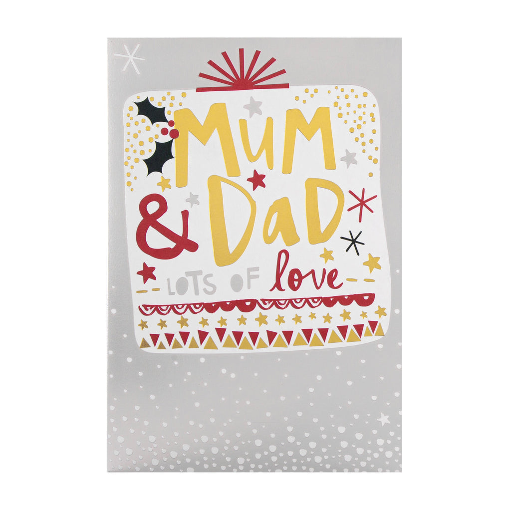 Christmas Card for Mum and Dad - Contemporary Design with Gold and Silver Foil