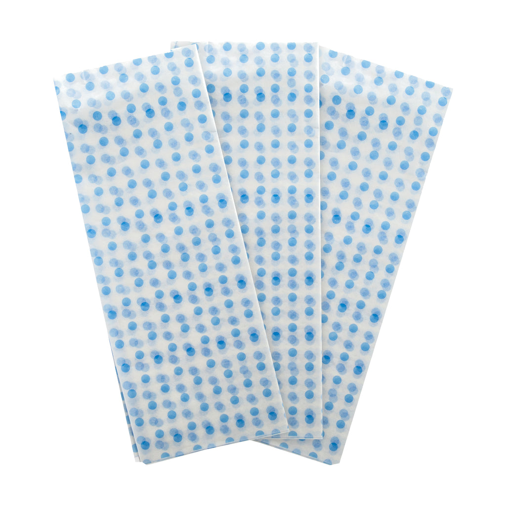 Multi-Occasion Tissue Paper Triple Pack - Blue and White Spot Pattern