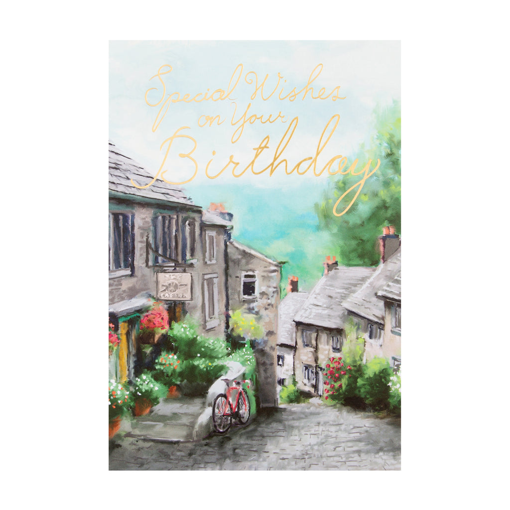 General Birthday Card - Watercolour Village Scene