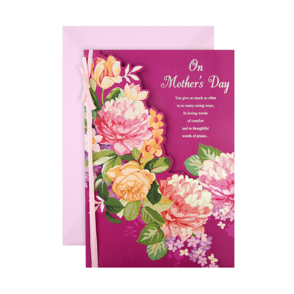 Recyclable Mother's Day Card - Classic Die-cut Floral Design