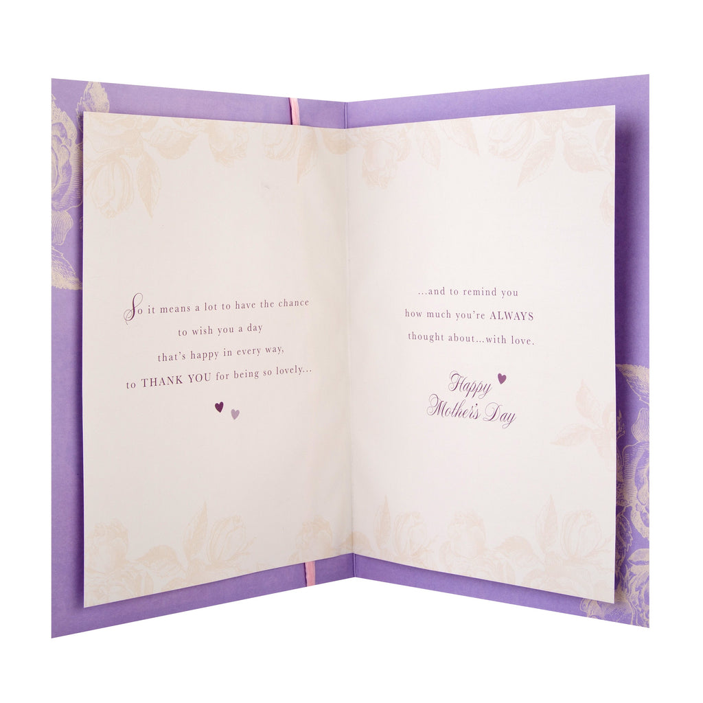 Recyclable Mother's Day Card - Purple Foiled Floral Design