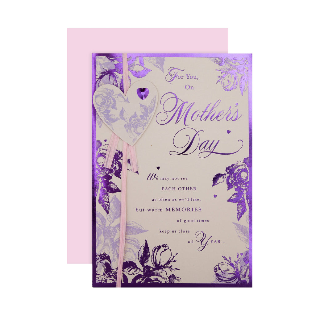 Recyclable Mother's Day Card - Purple Foiled Floral Design