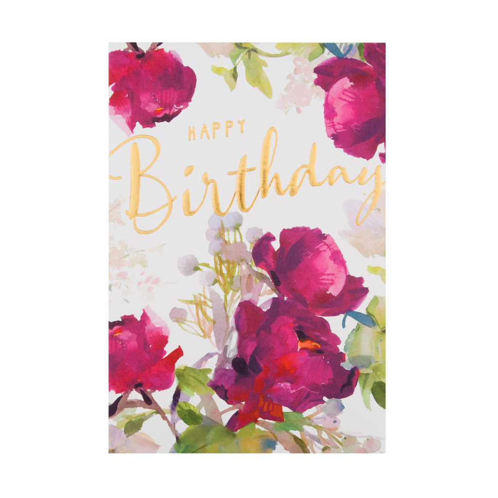 General Birthday Card - Watercolour Floral Design