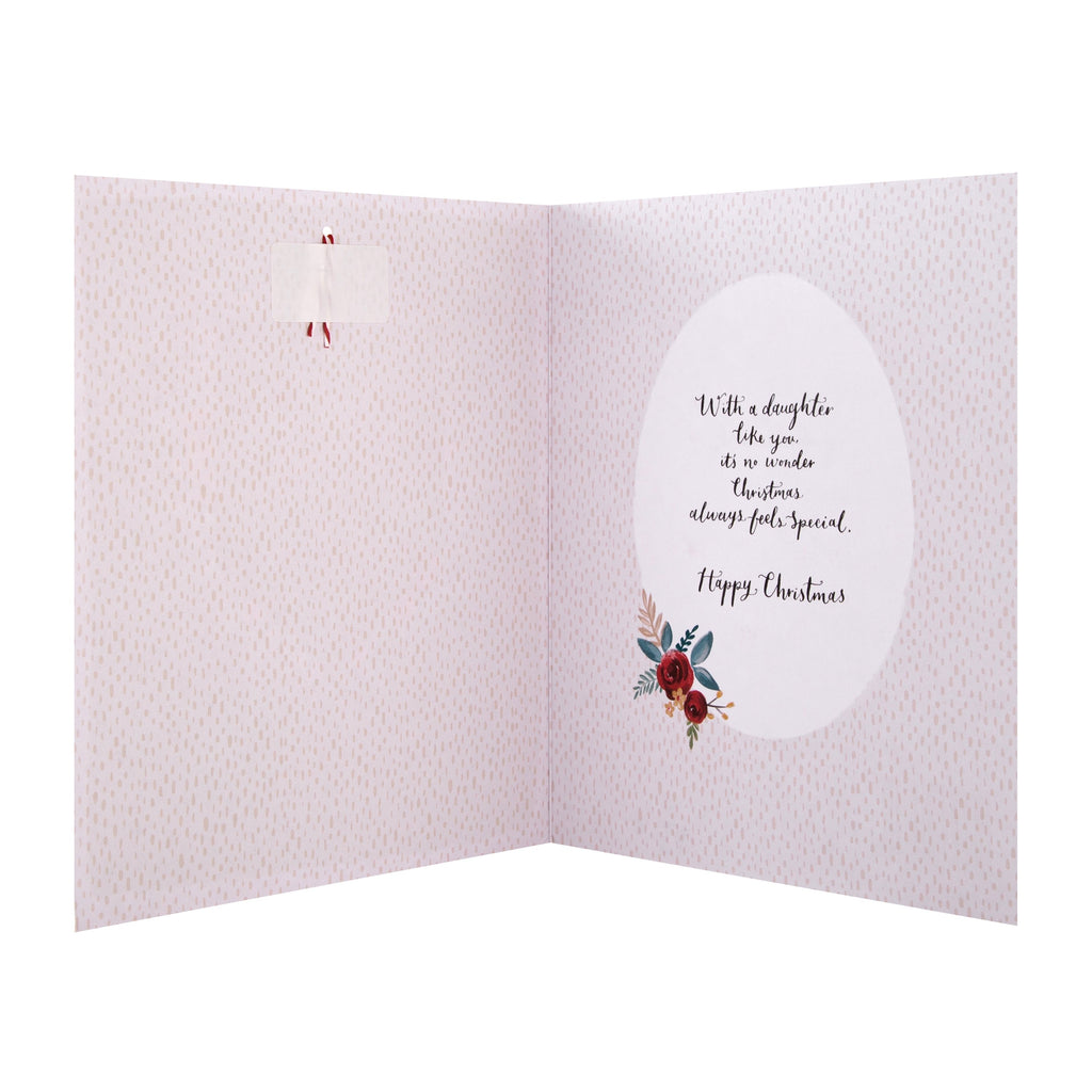 Christmas Card for Daughter - Traditional Winter Message Design with 3D Add On and Gold Foil