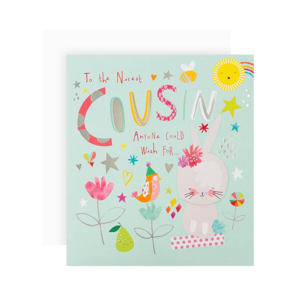 Birthday Card for Cousin - Contemporary Cute Design
