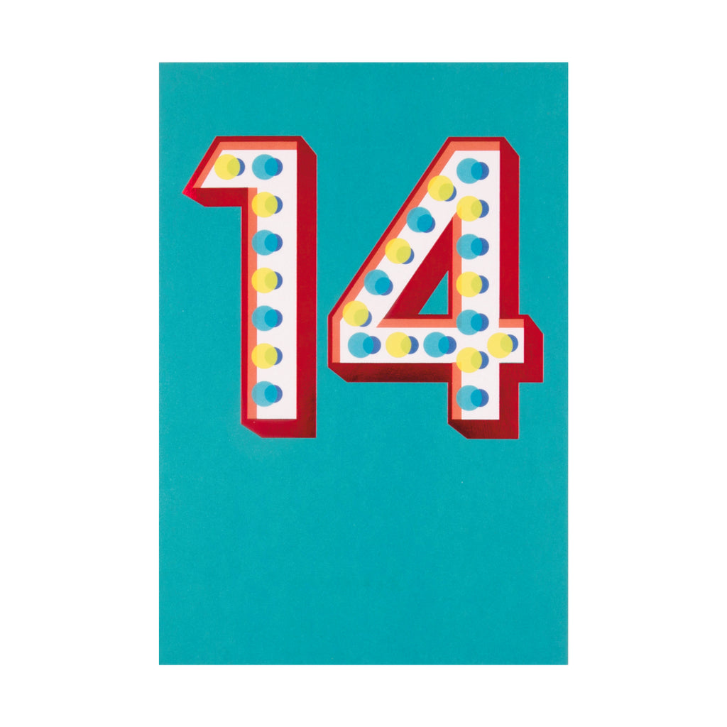 14th Birthday Card - Stylish Contemporary Design