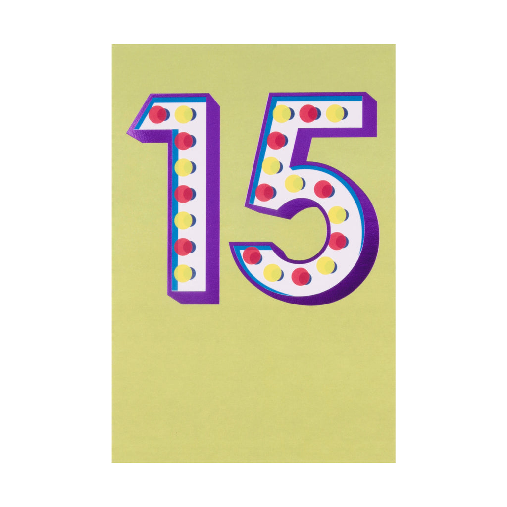 15th Birthday Card - Stylish Contemporary Design