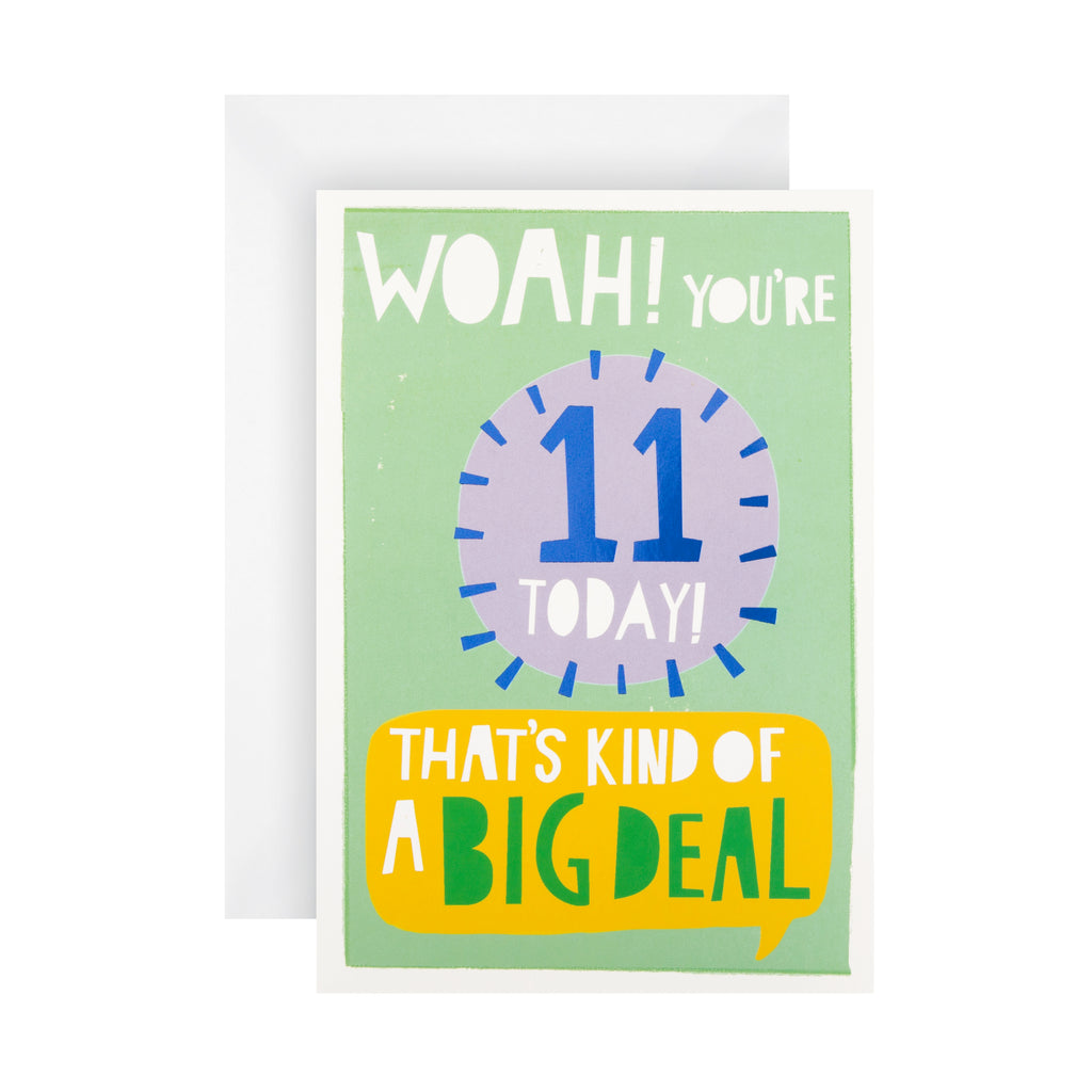 11th Birthday Card - Contemporary Text Based Design