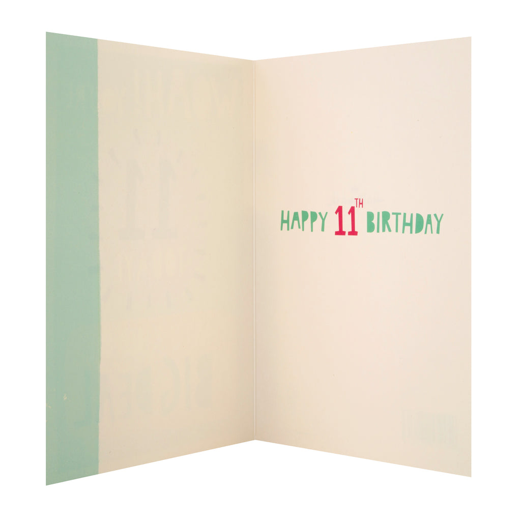 11th Birthday Card - Contemporary Text Based Design