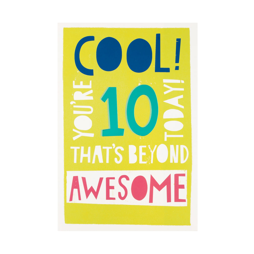 10th Birthday Card - Contemporary Text Based Design
