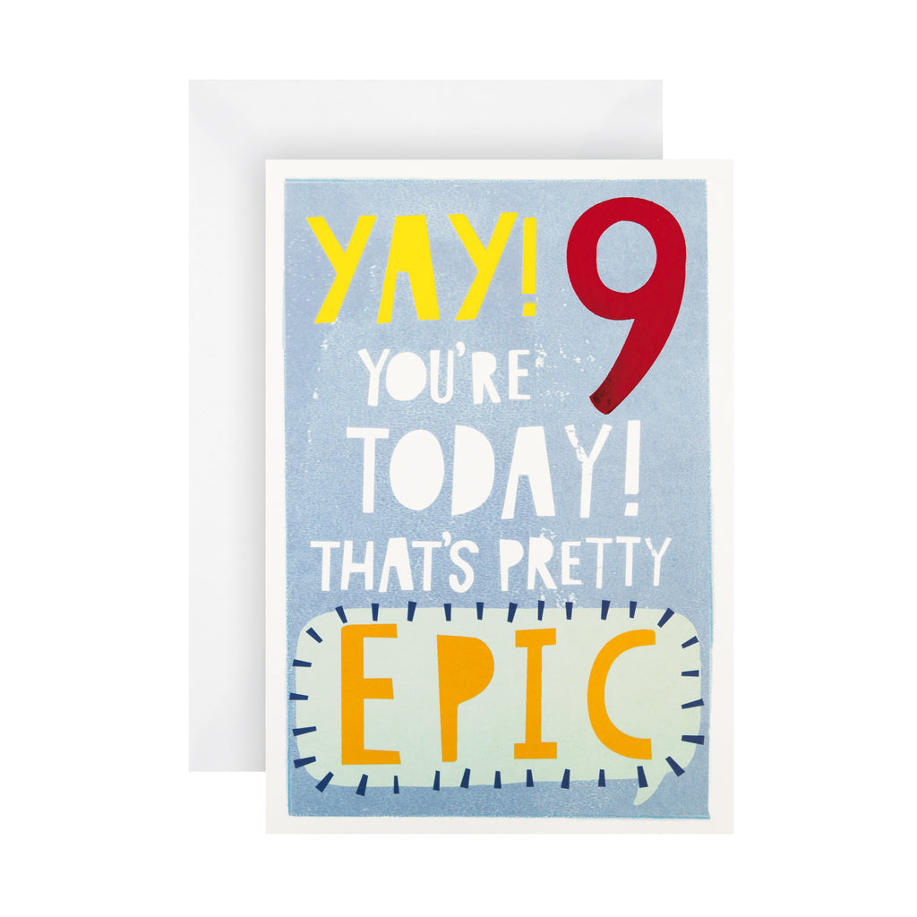 9th Birthday Card - Contemporary Text Based Design