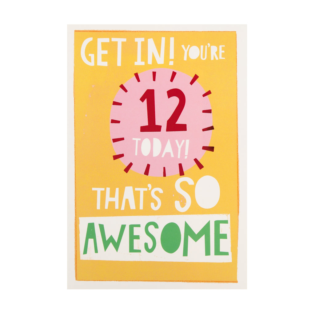 12th Birthday Card - Contemporary Text Based Design