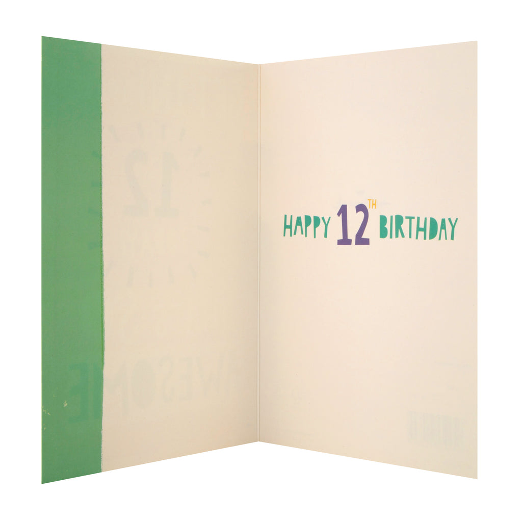 12th Birthday Card - Contemporary Text Based Design