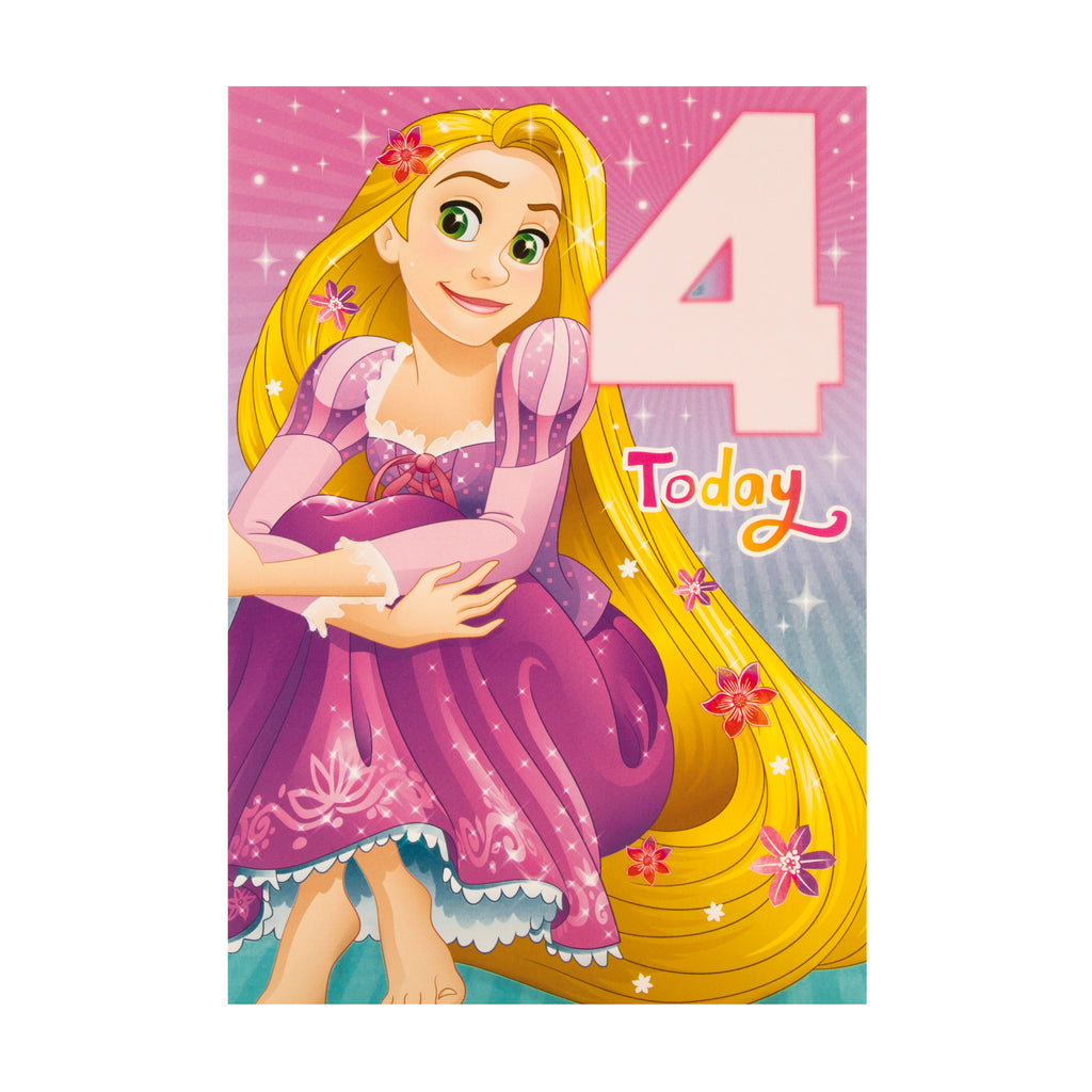 4th Birthday Card -Disney Princess Rapunzel Design