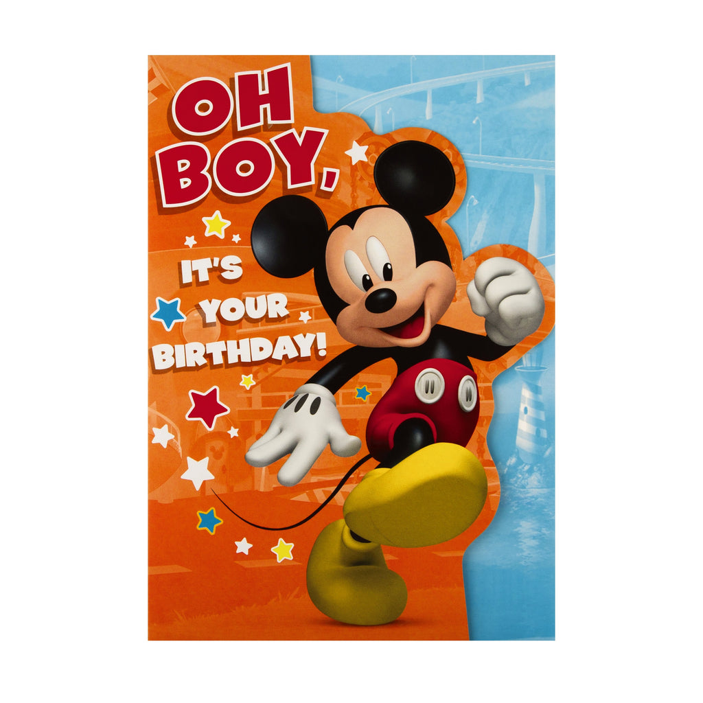 Kid's Birthday Card - Die-cut Disney Mickey Mouse Design