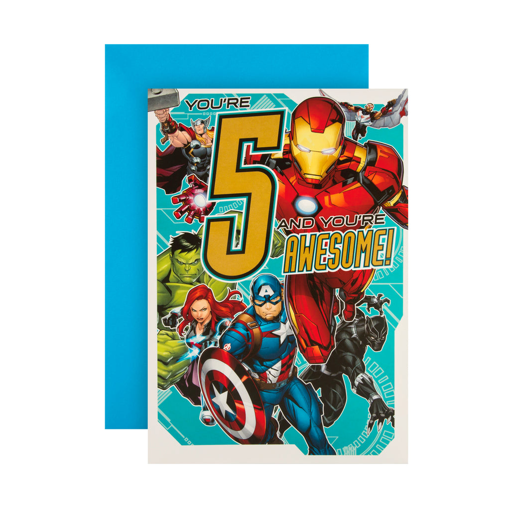 5th Birthday Card - Marvel Avengers Design