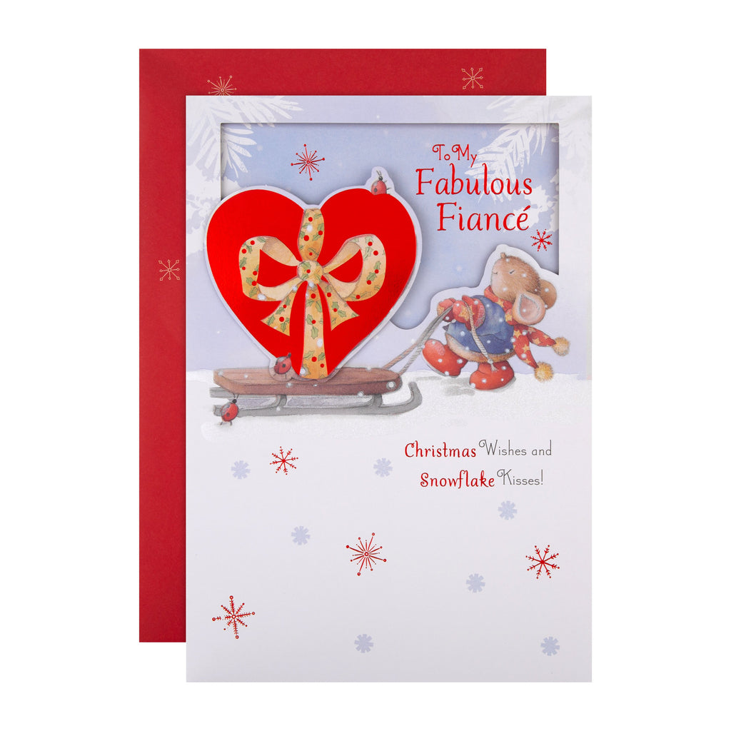 Christmas Card for Fiancé - Cute Country Companions Tri Fold Design with 3D Add On