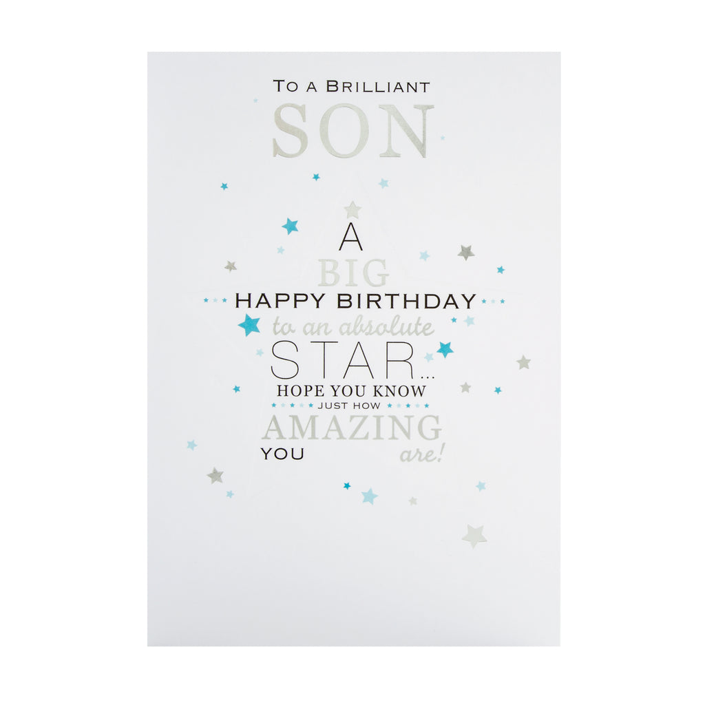 Birthday Card for Son -Modern Embossed Design