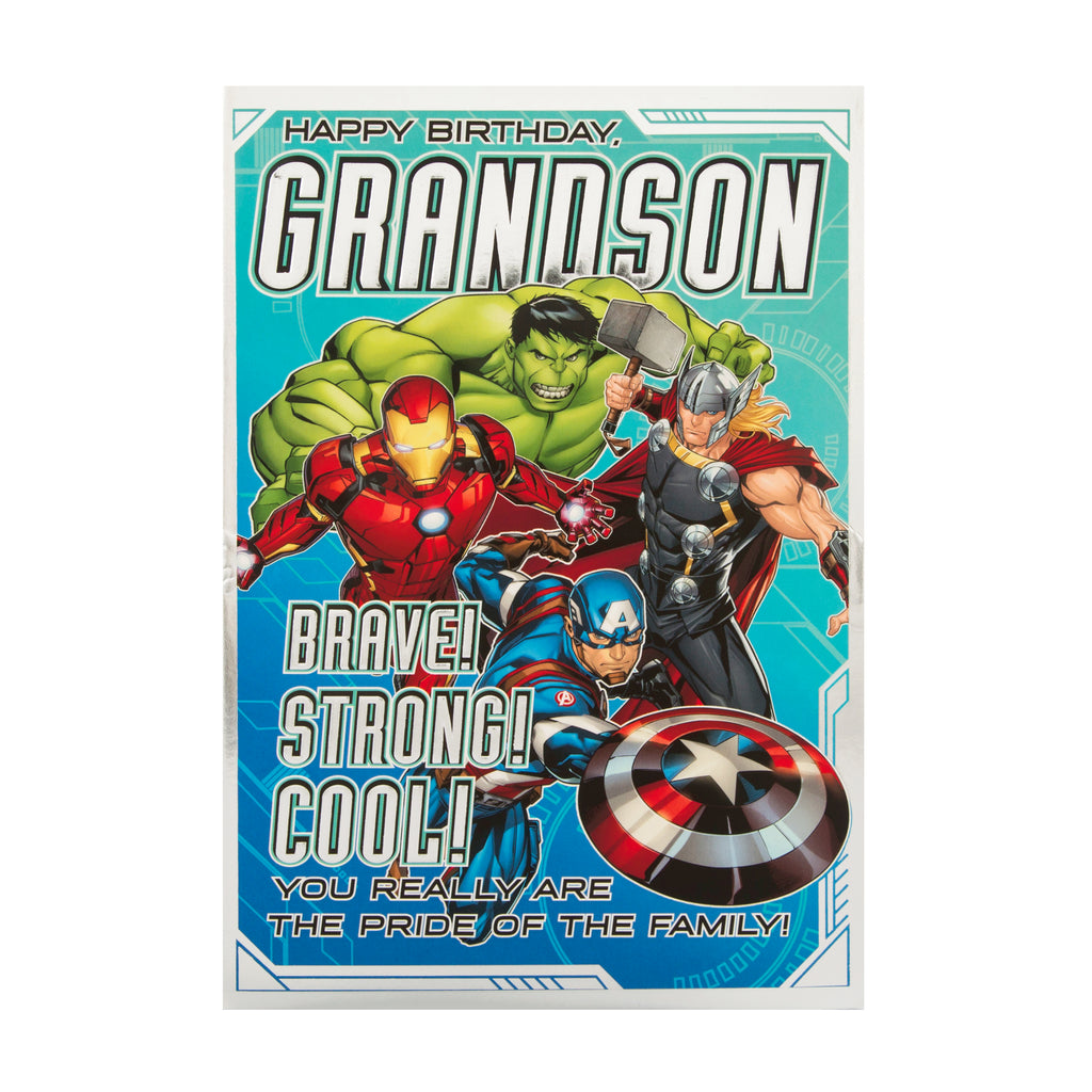 Birthday Card for Grandson - Marvel Avengers Design