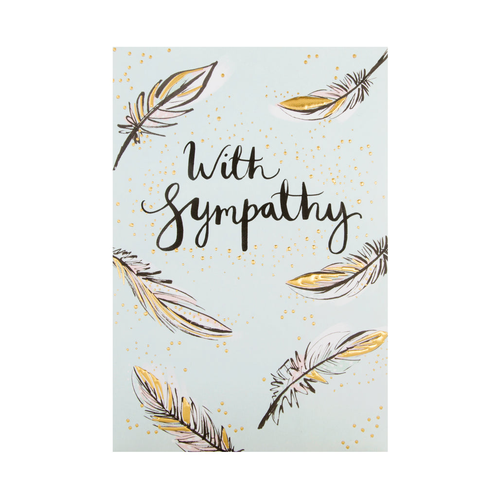 Sympathy Card - Gold Foiled Feather Design