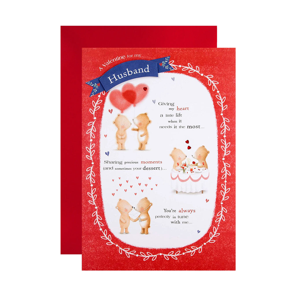 Valentine Card for Husband - Embossed Character Design with Verse