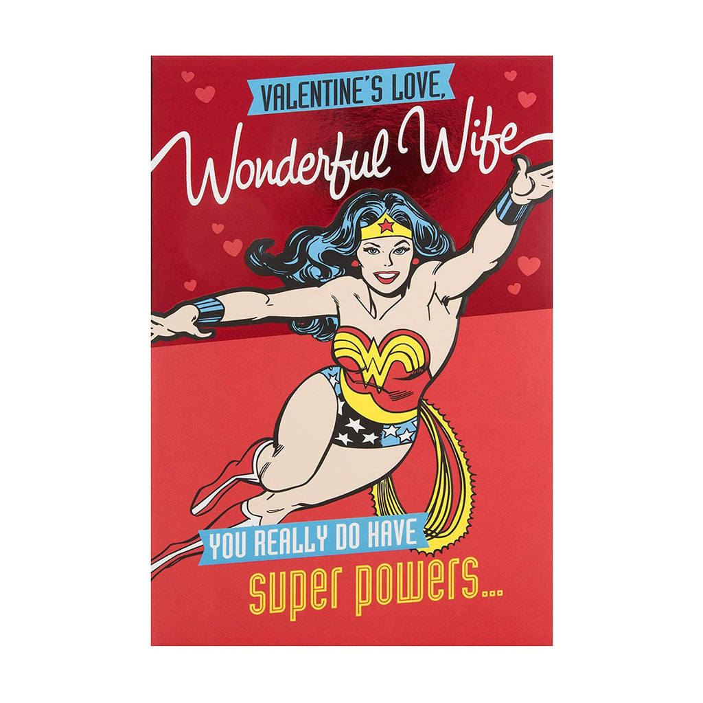 Wonder Woman Valentine Card for Wife - Embossed Design
