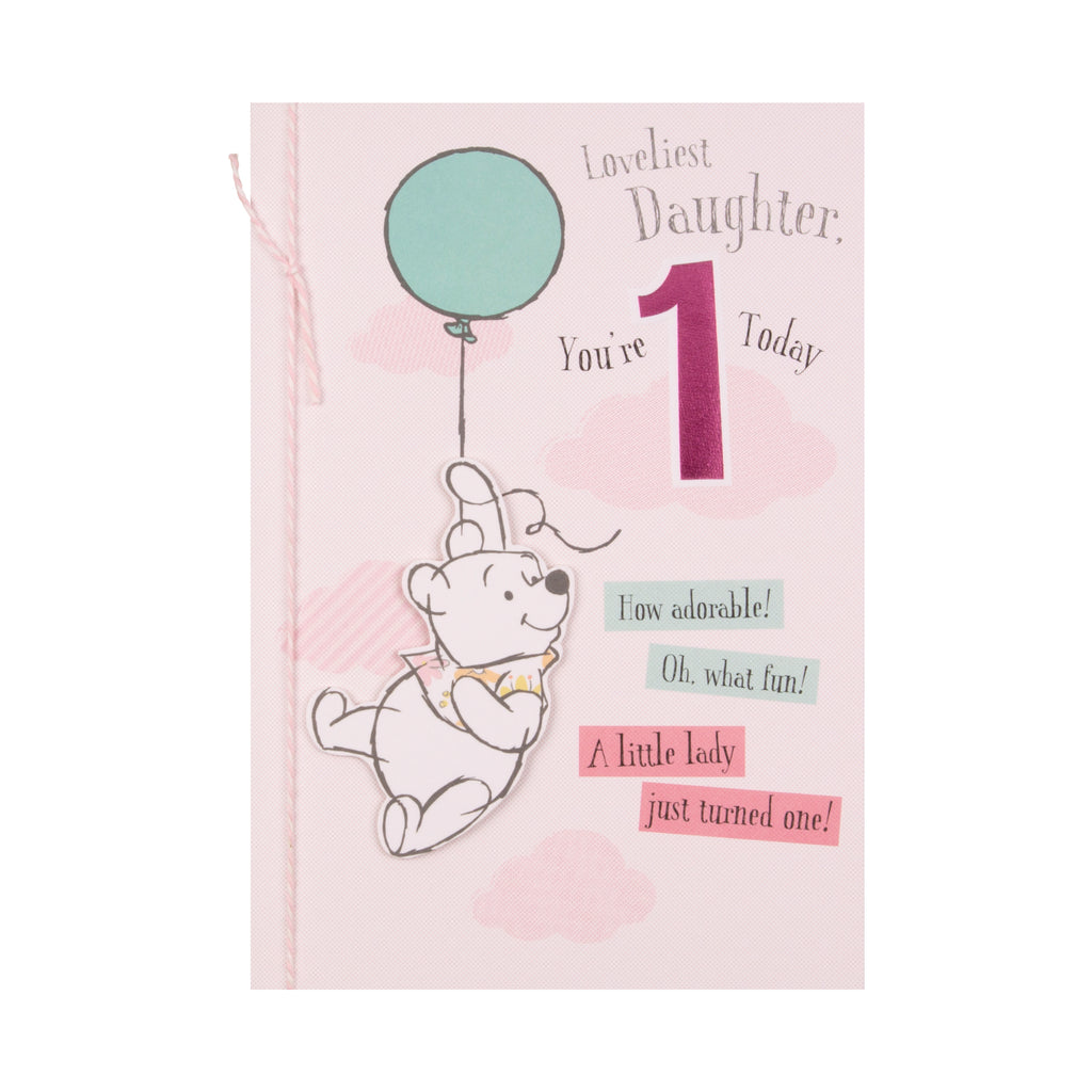 1st Birthday Card for Daughter - Cute Disney Winnie-the-Pooh Design