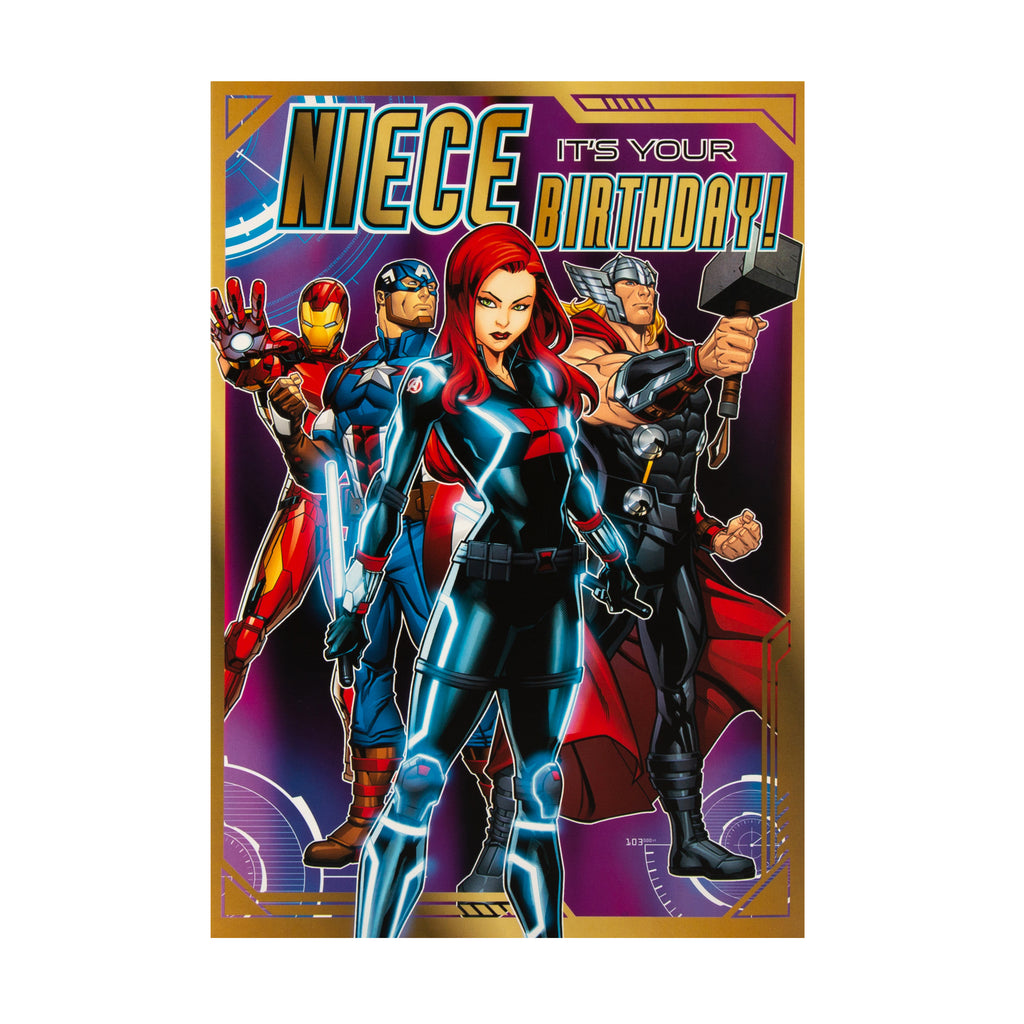 Birthday Card for Niece - Marvel Avengers Design