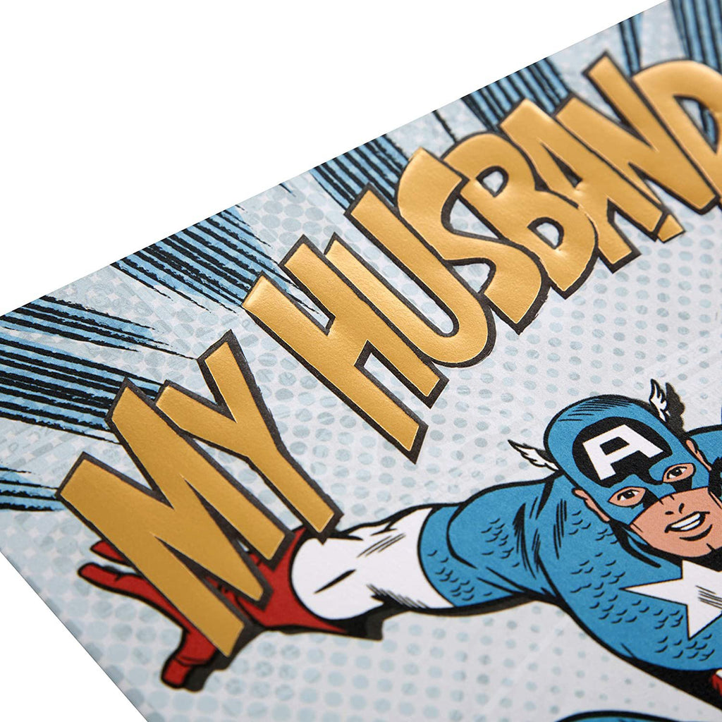Captain America Valentine Card for Husband - Embossed Design