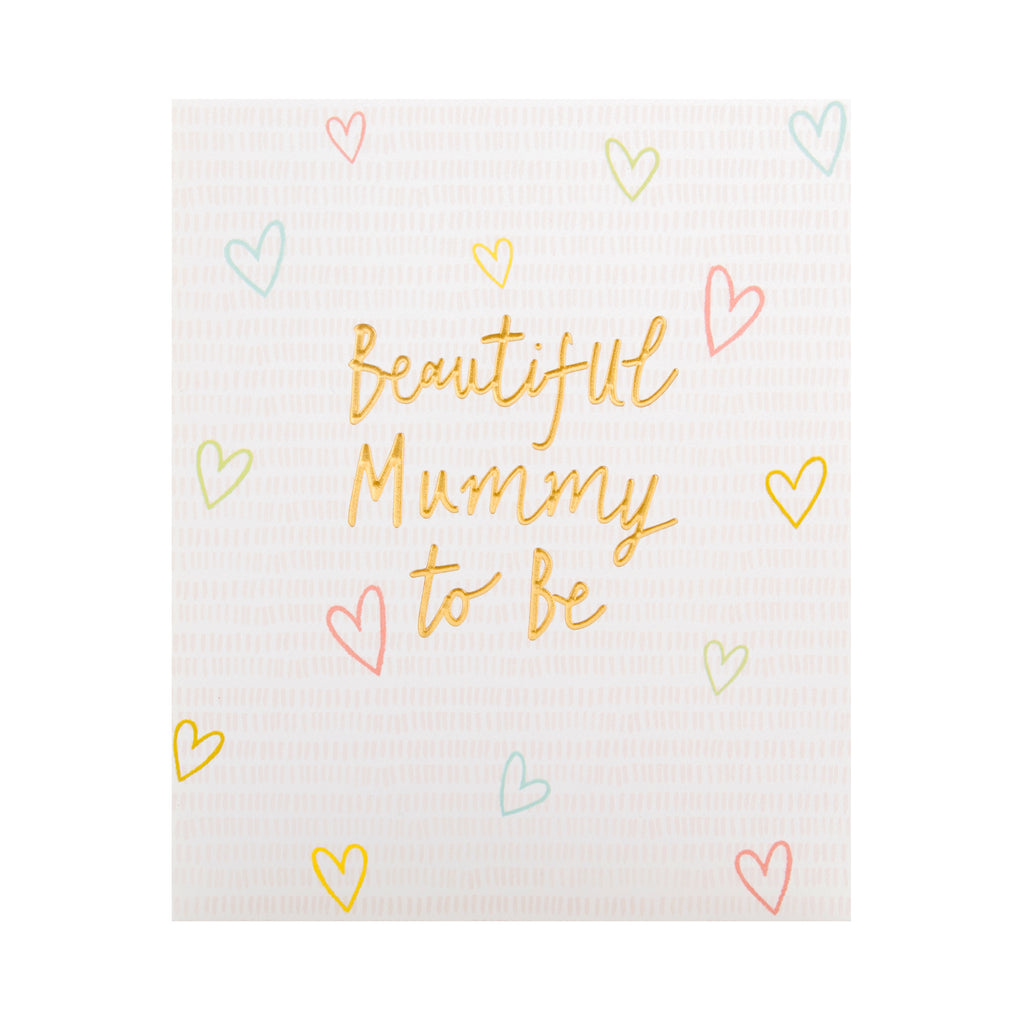Mummy-to-Be Congratulations Card - Contemporary Embossed Text Design
