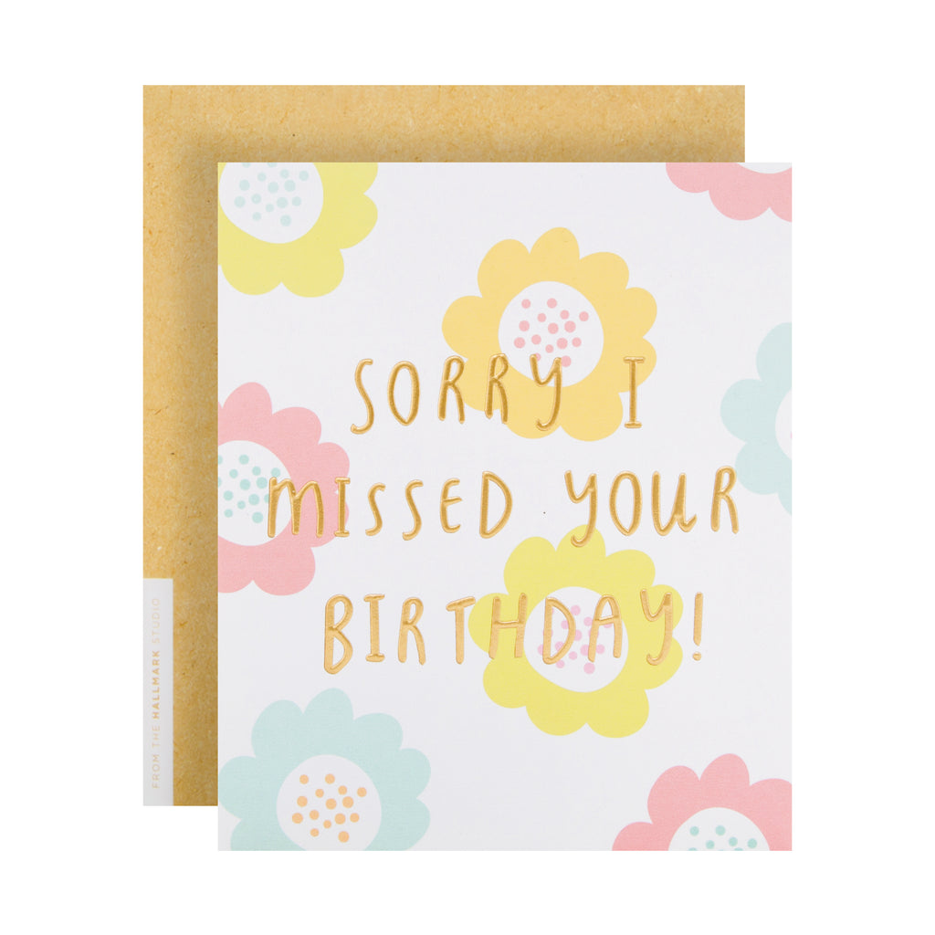 Belated Birthday Card - Foil Text and Floral Design
