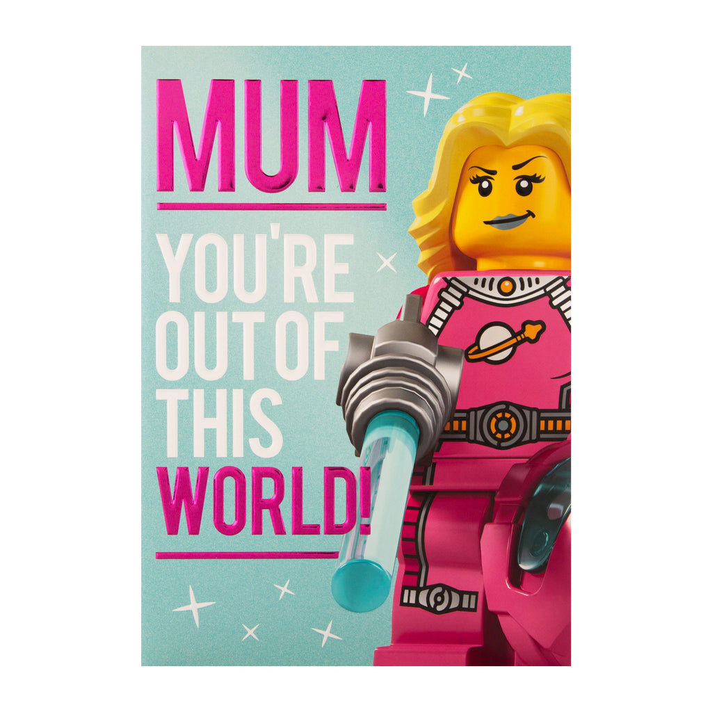 Mother's Day Card for Mum - Lego Pink Spacesuit Design