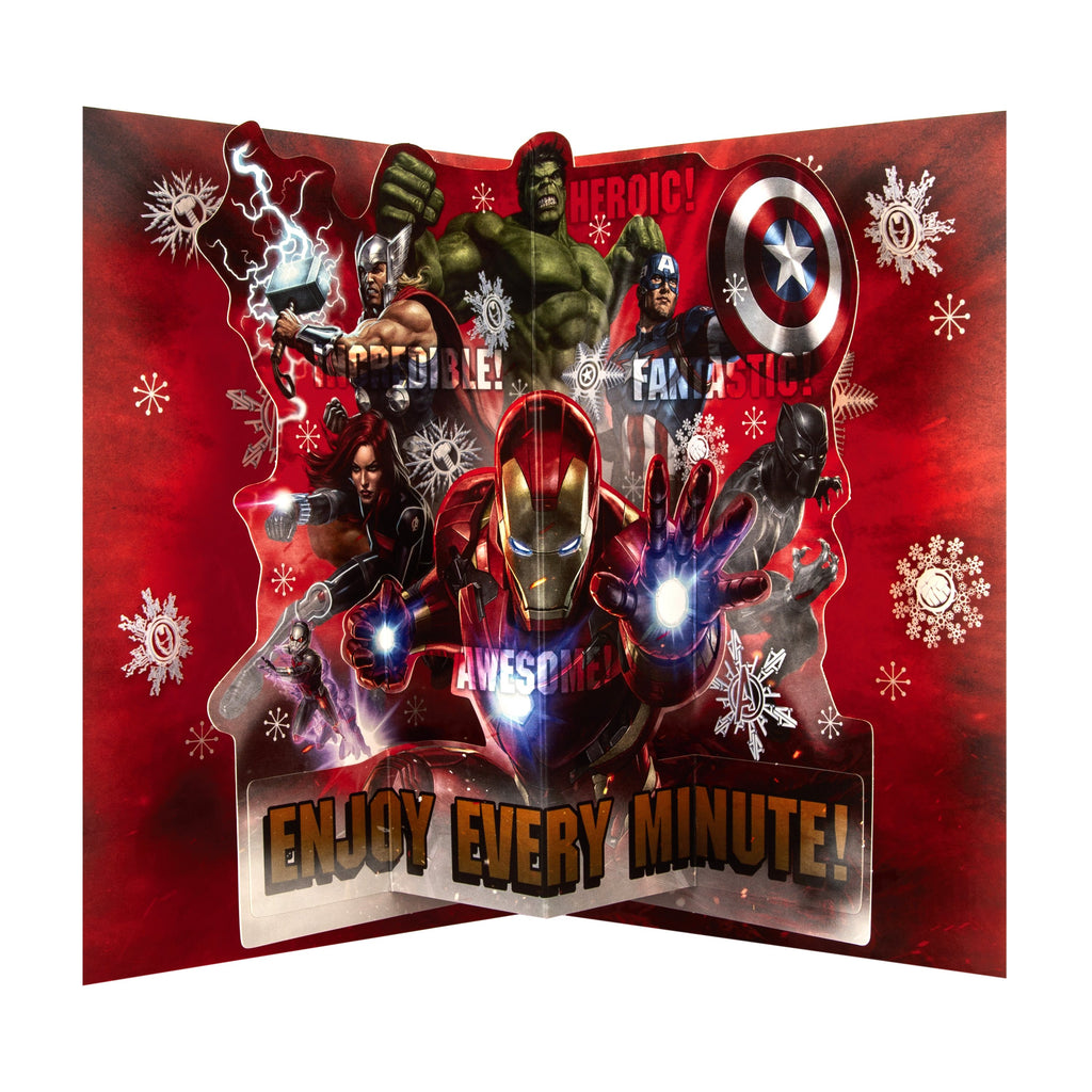 Christmas Card for Grandson - Pop-out Marvel Avengers Design