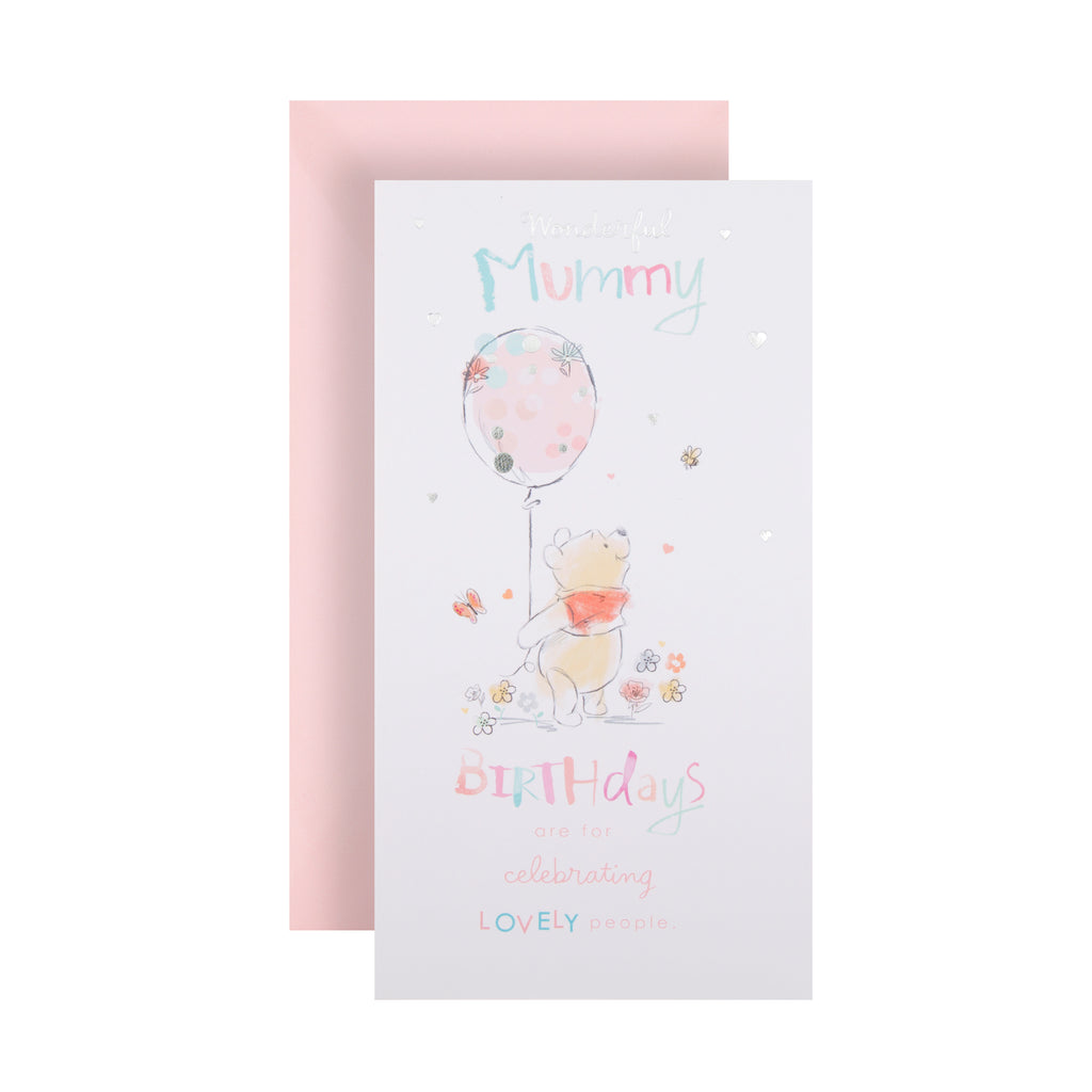 Birthday Card for Mummy - Cute Winnie-the-Pooh Design
