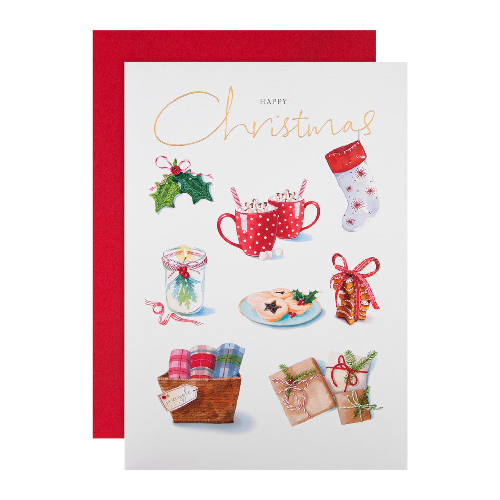 General Christmas Card - Lucy Cromwell Merry Decorations Design with Gold Foil