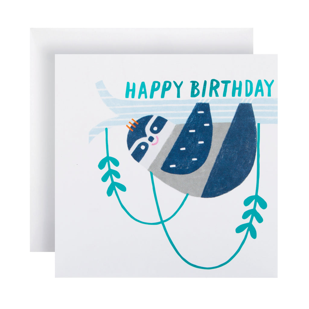 General Birthday Card - Cute Sloth Design