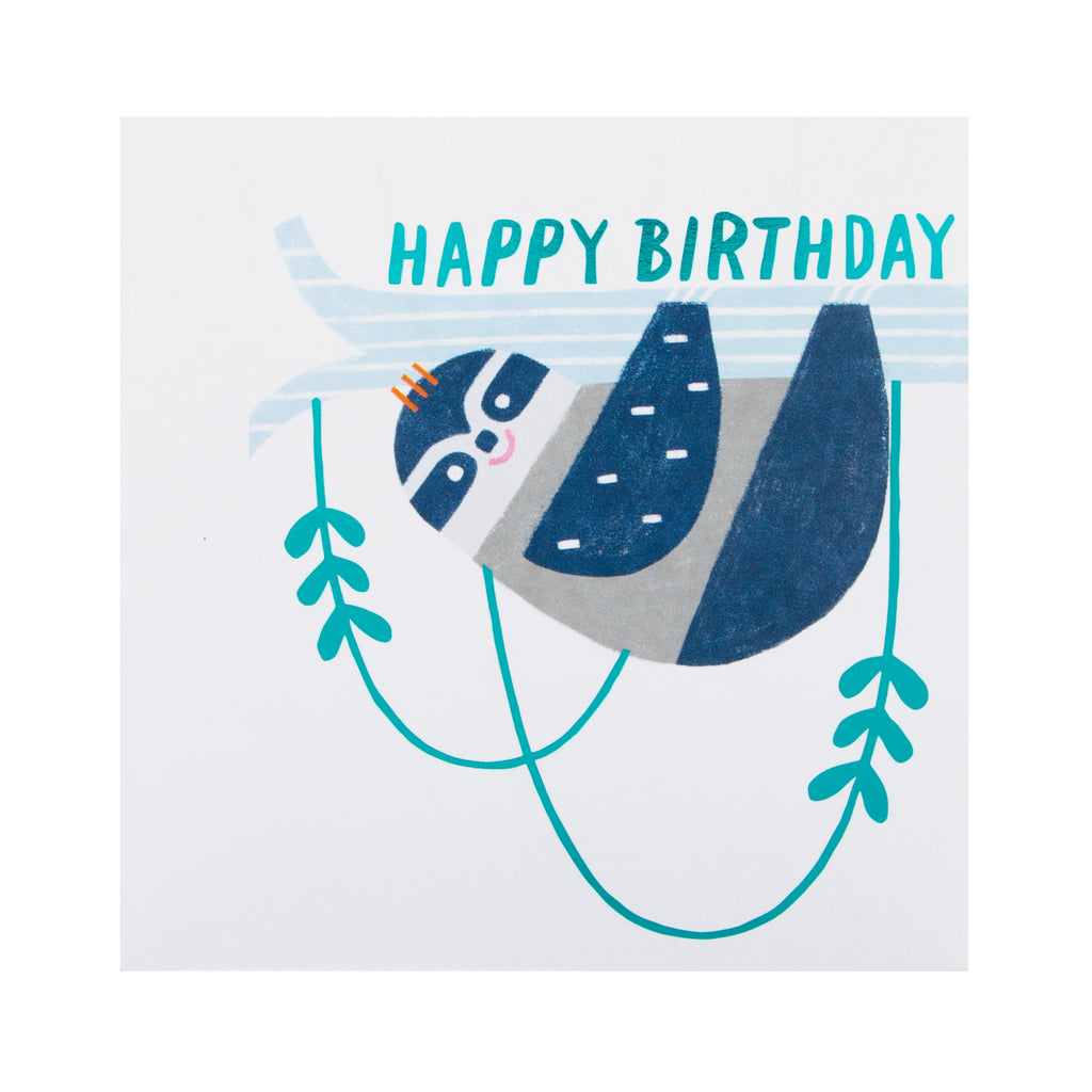 General Birthday Card - Cute Sloth Design