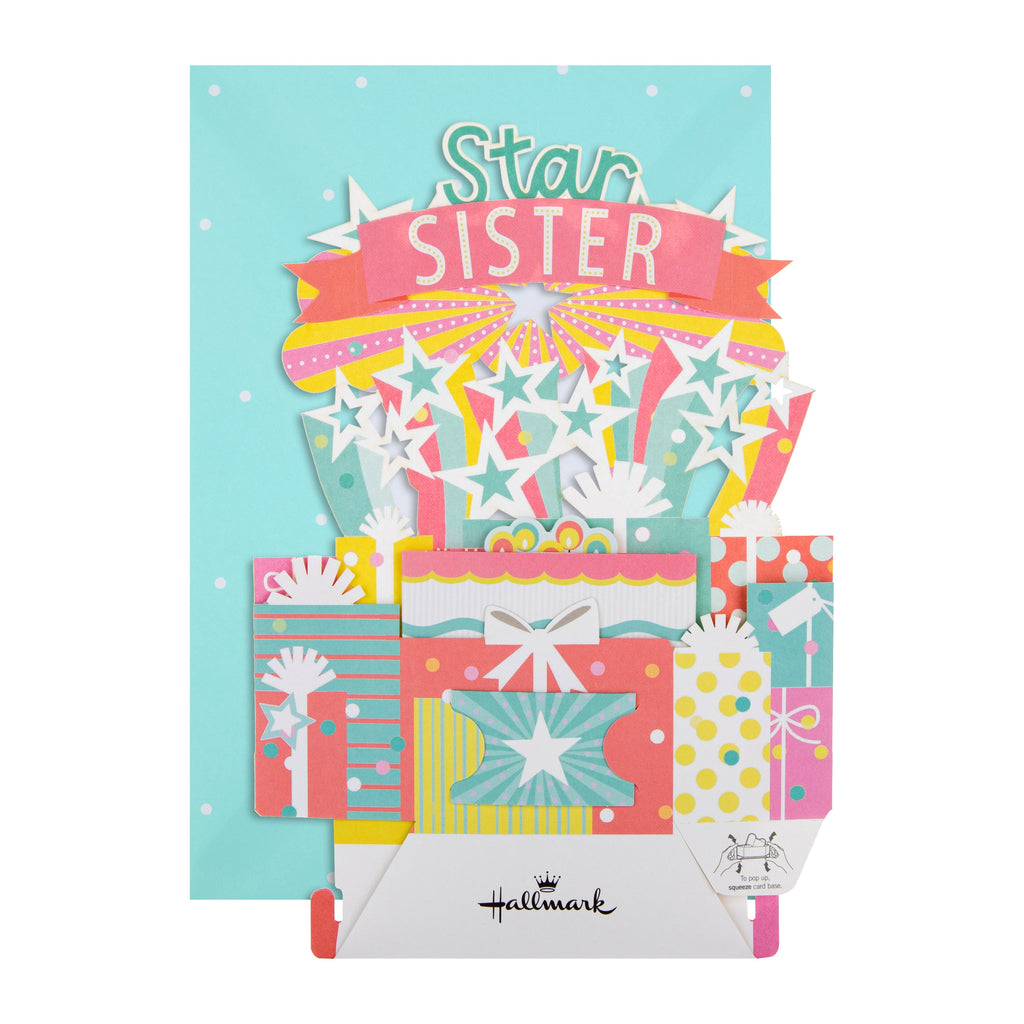 Birthday Card for Sister - 3D Pop Up Pink Cake Design