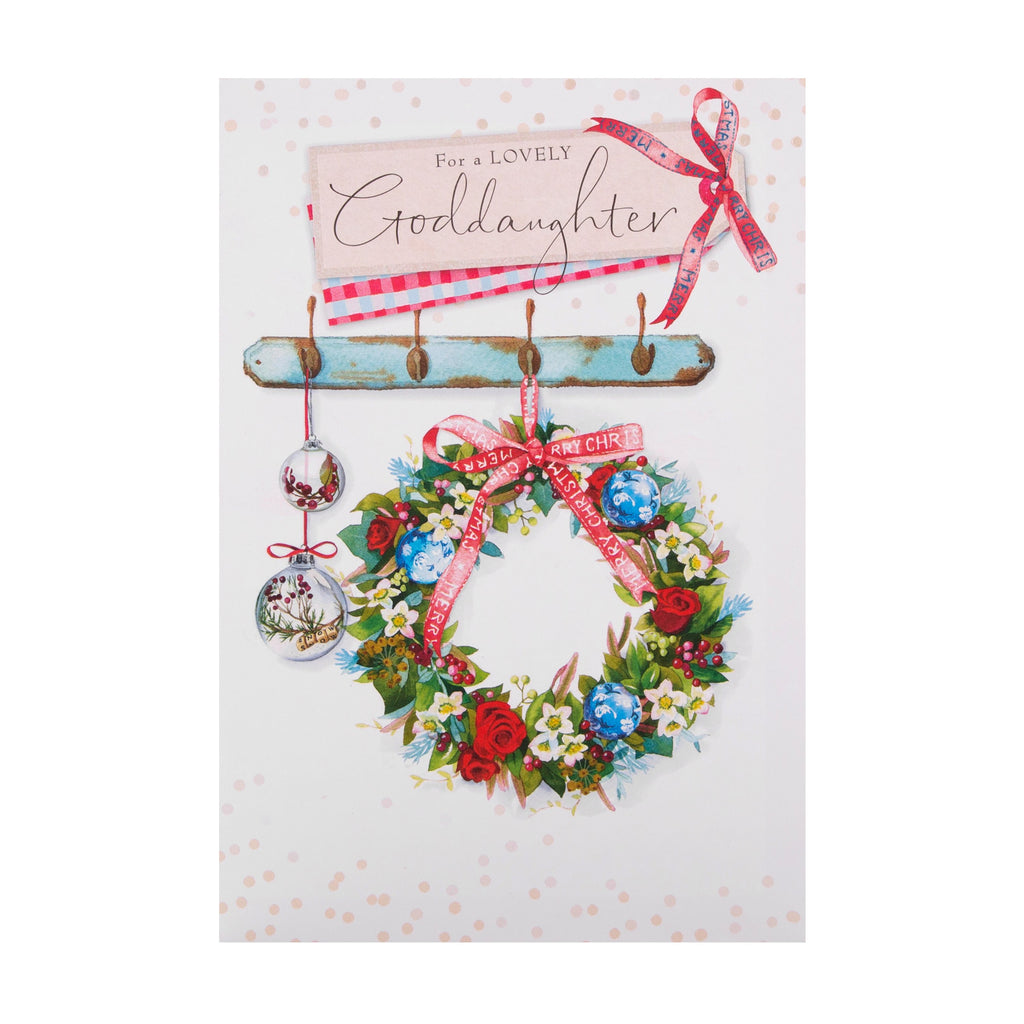 Christmas Card for Granddaughter - Traditional Lucy Cromwell Design with Silver Holographic Foil