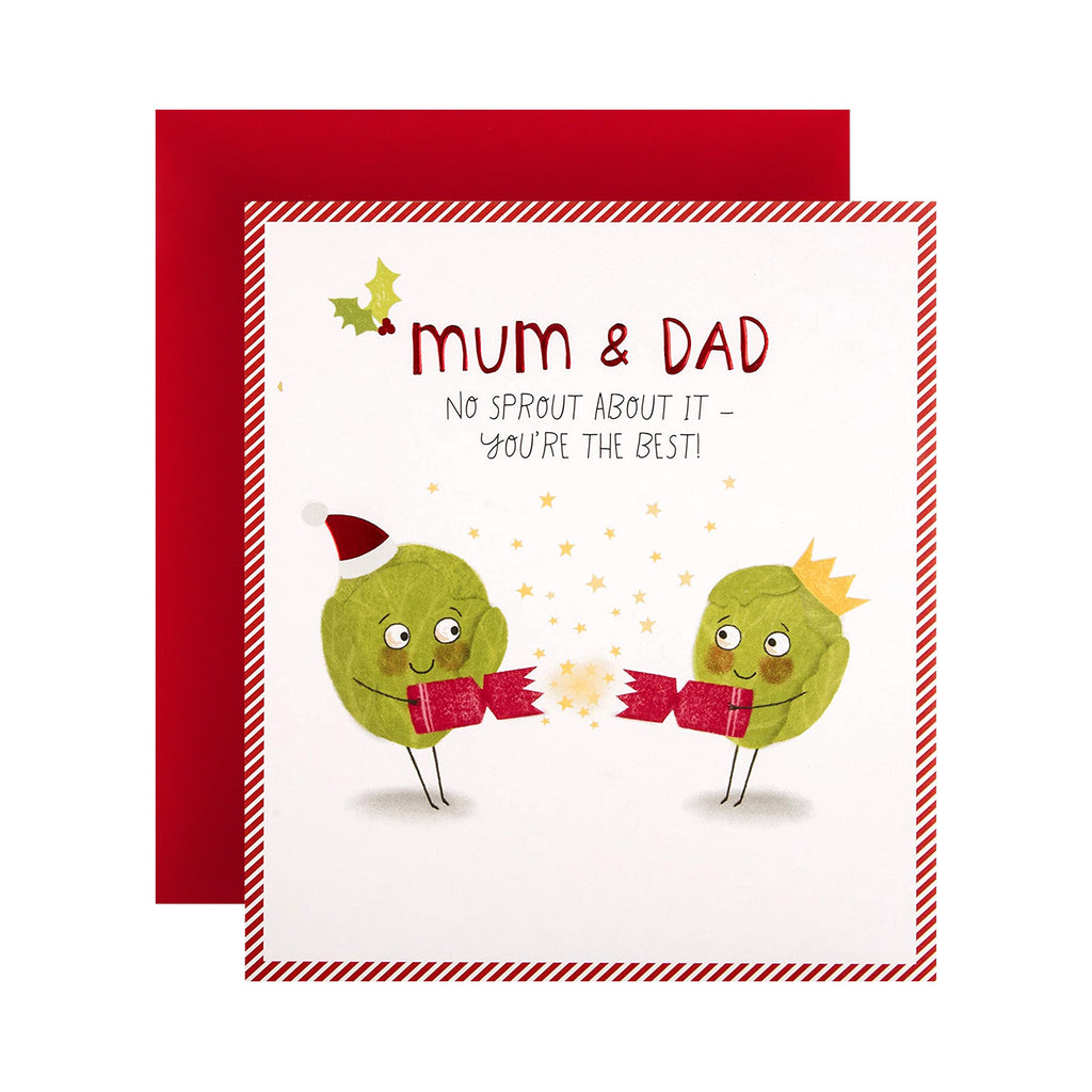 Christmas Card For Mum & Dad - Funny Sprout Design
