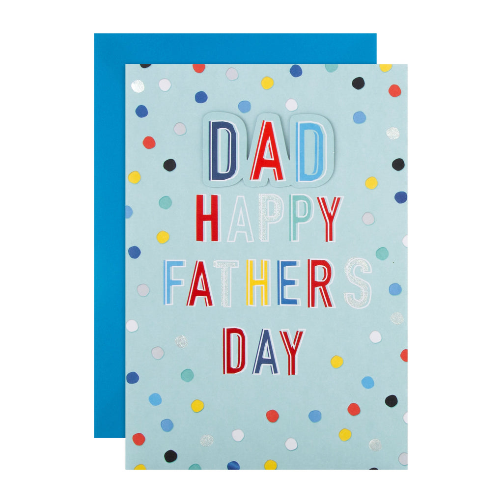 Father's Day Card for Dad - Contemporary Polka Dot Design with 3D Add On and Foil Details