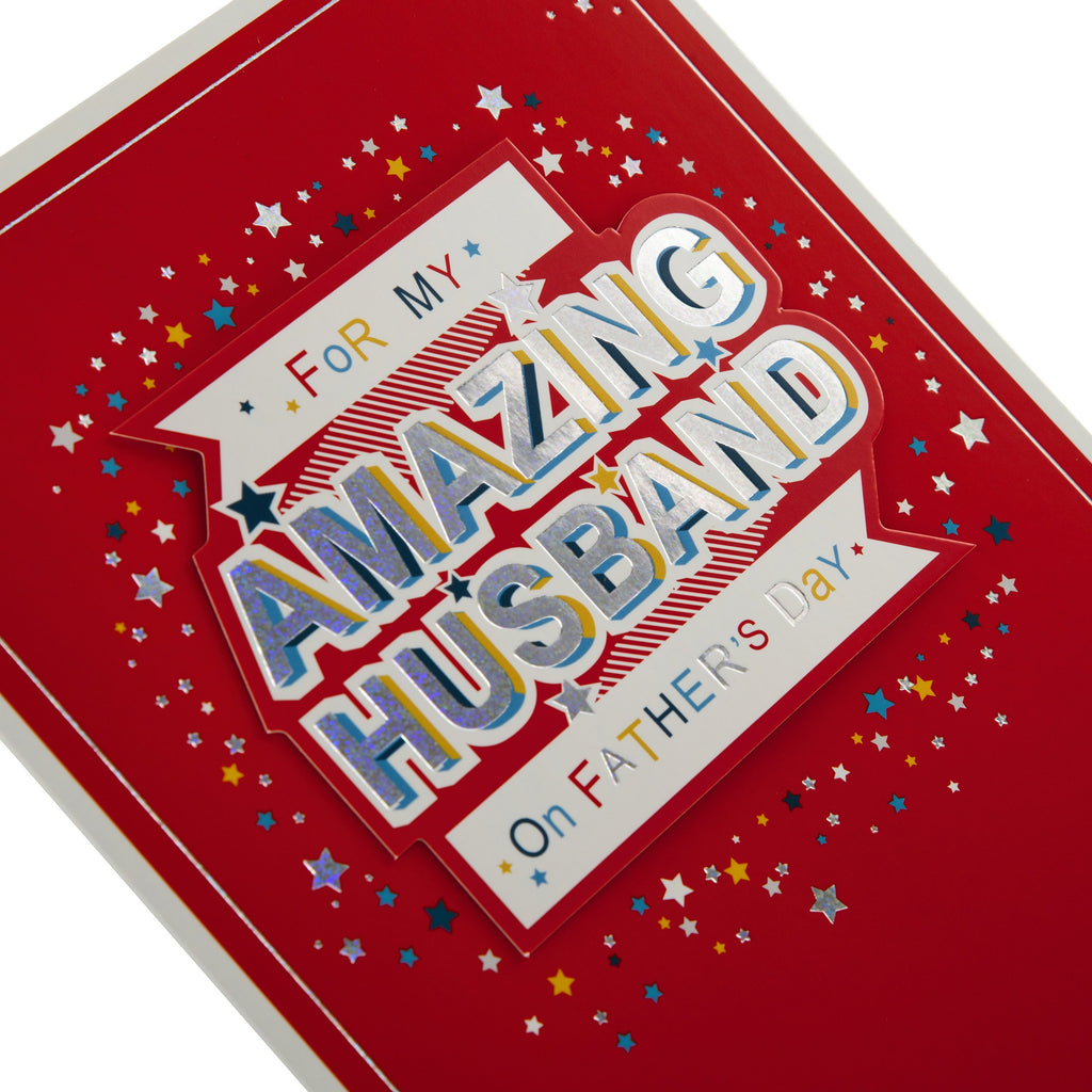 Father's Day Card for Husband - 3D Effect Text Design